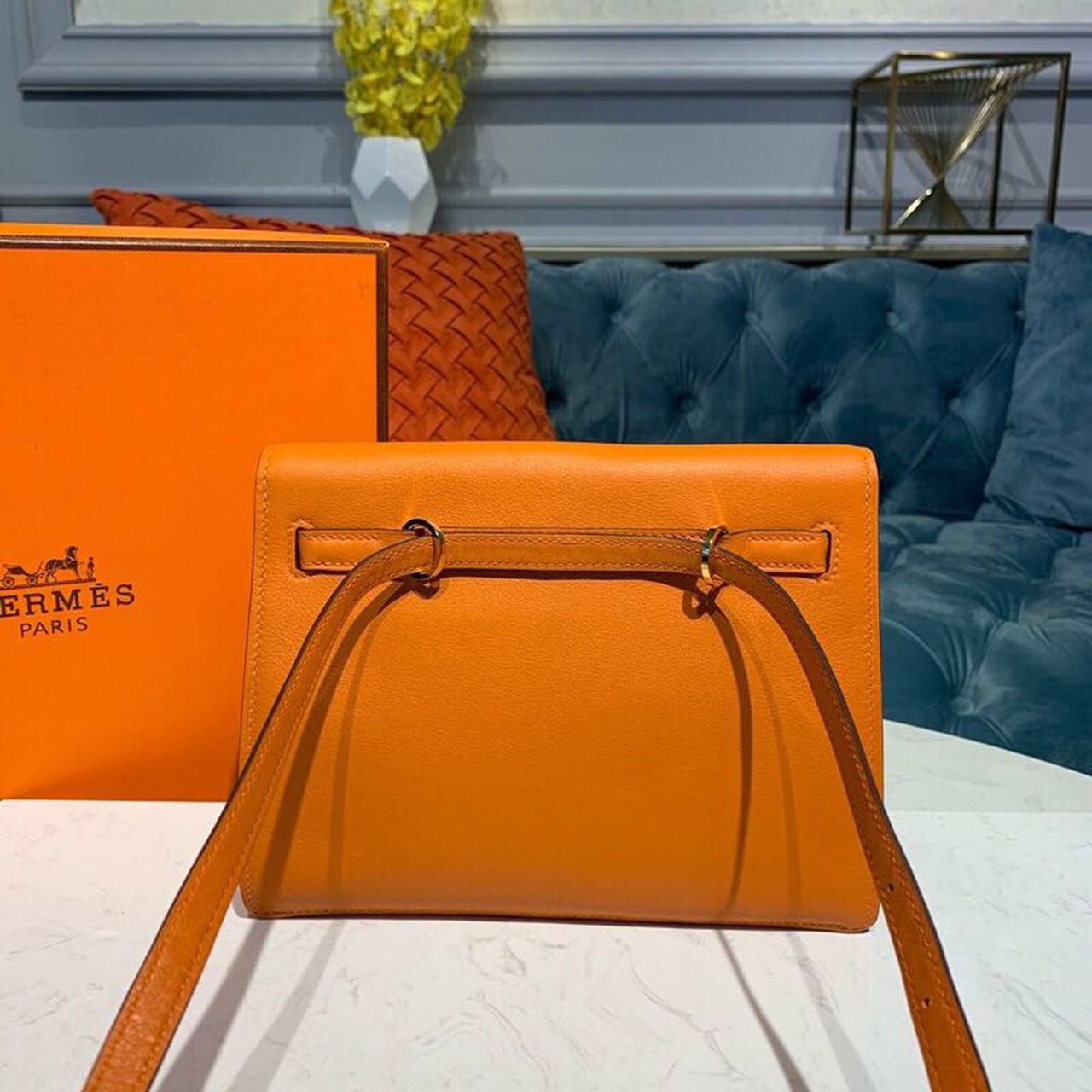 Top Quality Kelly Danse II Bag Swift Orange Gold Hardware For Women 8.7in/22cm