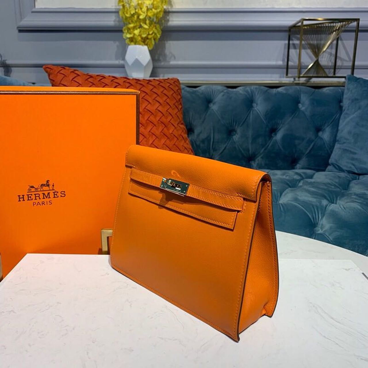 Top Quality Kelly Danse II Bag Swift Orange Gold Hardware For Women 8.7in/22cm