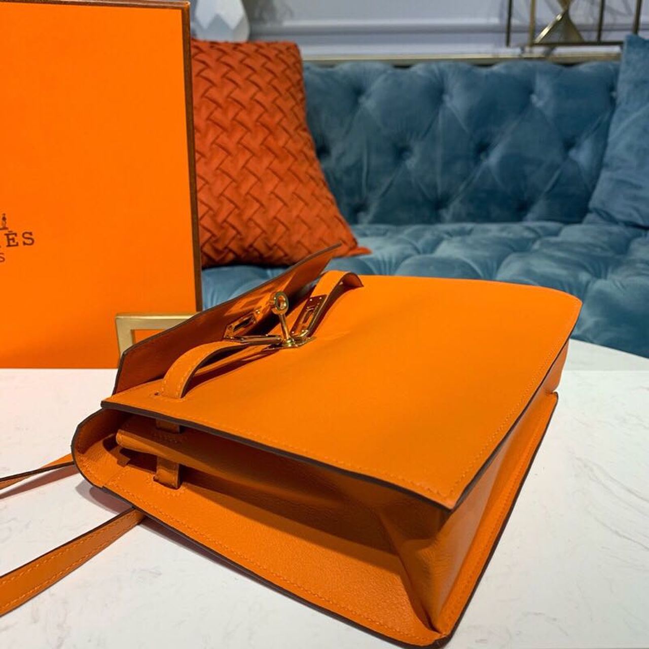 Top Quality Kelly Danse II Bag Swift Orange Gold Hardware For Women 8.7in/22cm