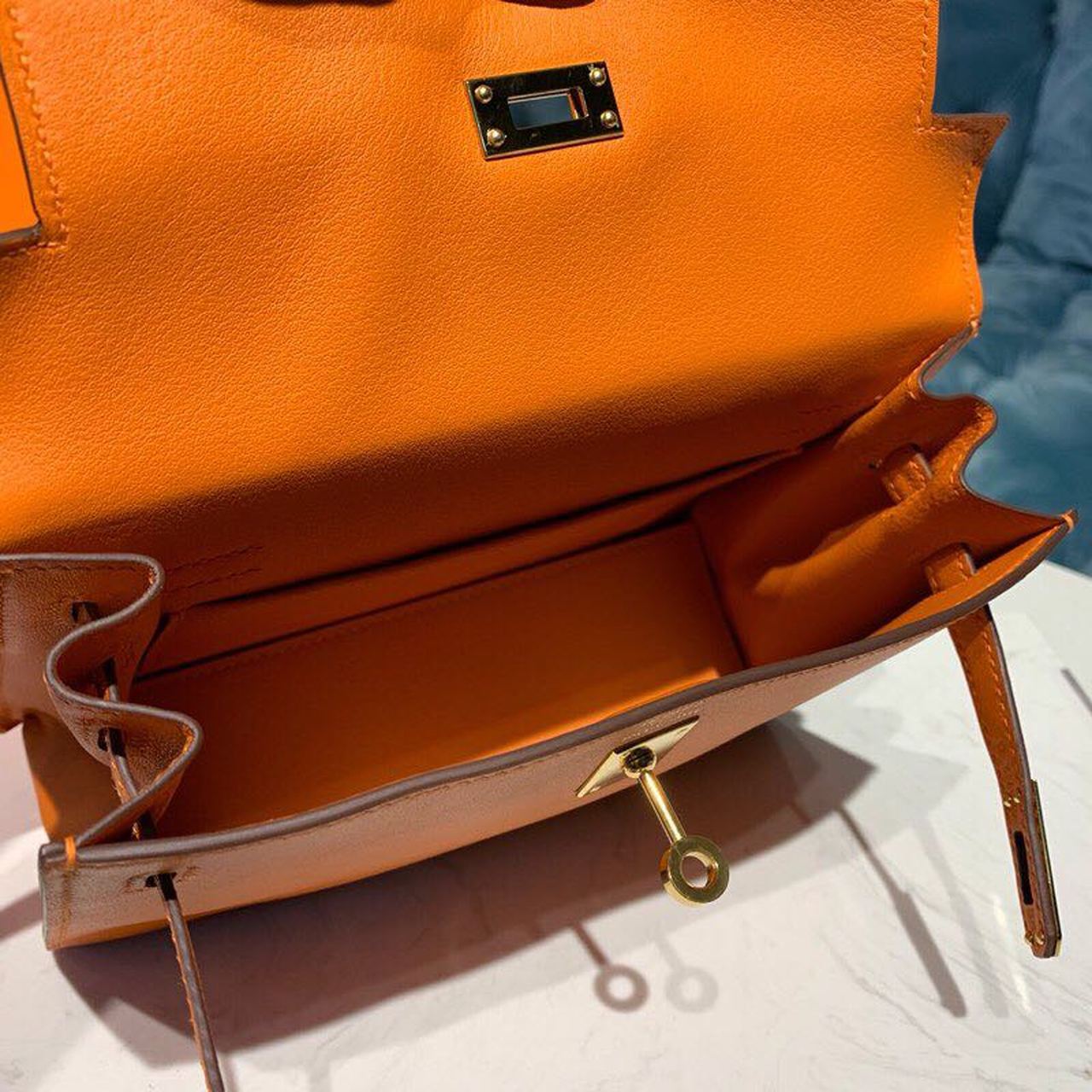Top Quality Kelly Danse II Bag Swift Orange Gold Hardware For Women 8.7in/22cm
