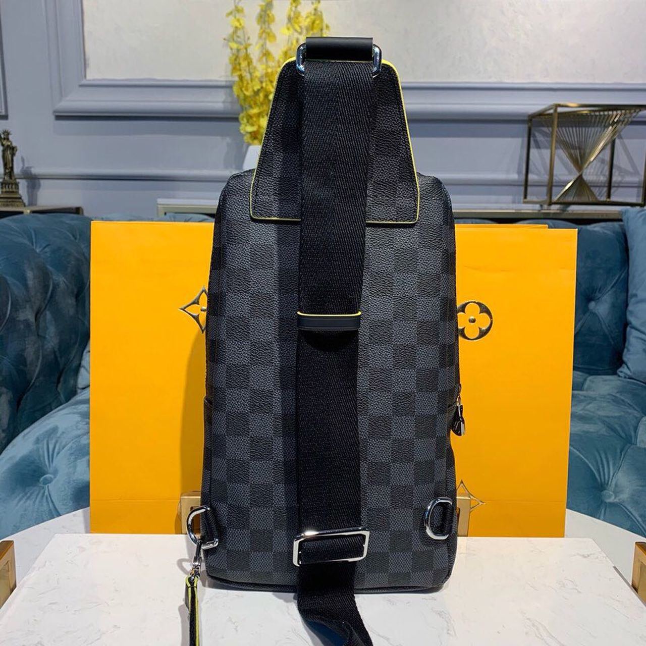 Top Quality Avenue Sling Bag Damier Graphite Canvas Yellow For Men, Bags, Crossbody Bags 12.2in/31cm Top Quality N42424