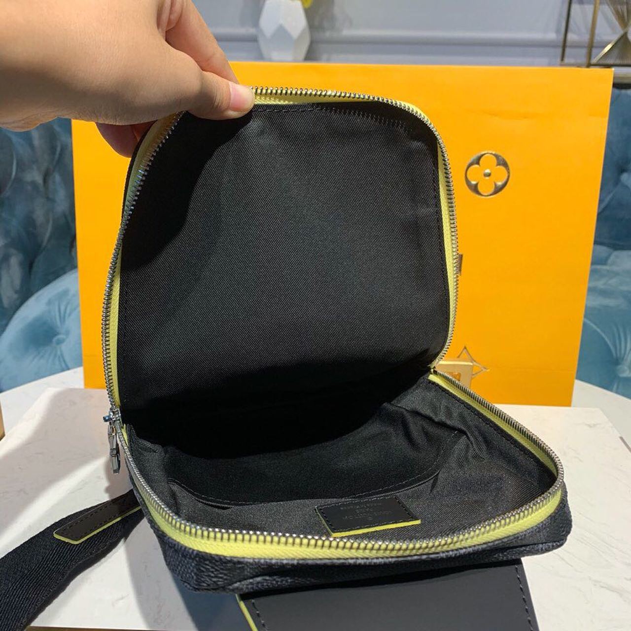 Top Quality Avenue Sling Bag Damier Graphite Canvas Yellow For Men, Bags, Crossbody Bags 12.2in/31cm Top Quality N42424