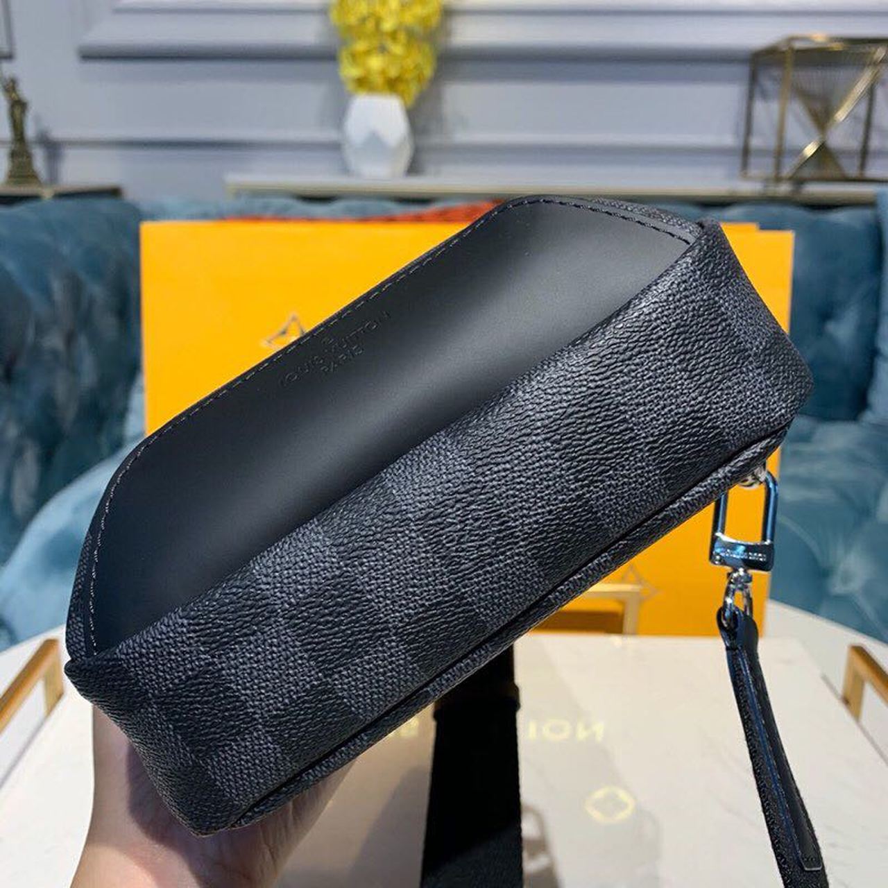 Top Quality Avenue Sling Bag Damier Graphite Canvas Blue For Men, Bags, Crossbody Bags 12.2in/31cm Top Quality N40008