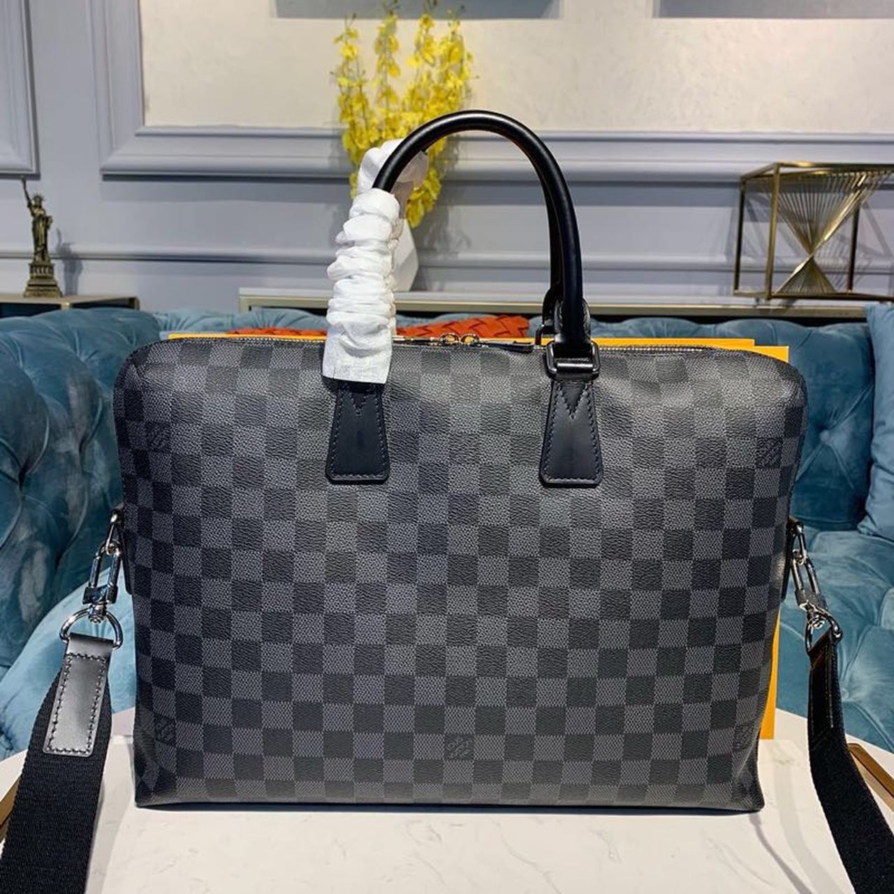 Top Quality Porte Documents Jour Bag Damier Graphite Canvas For Men, Bags 14.5in/37cm Top Quality N48224