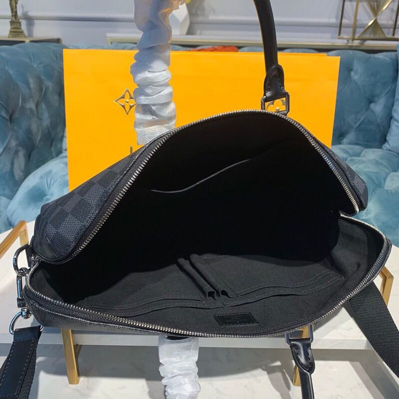 Top Quality Porte Documents Jour Bag Damier Graphite Canvas For Men, Bags 14.5in/37cm Top Quality N48224
