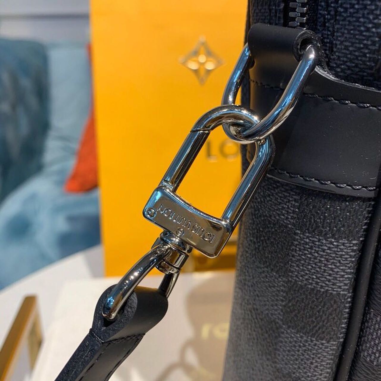 Top Quality Porte Documents Voyage Bag 37cm Damier Graphite Canvas Spring/Summer Collection N41466 Black