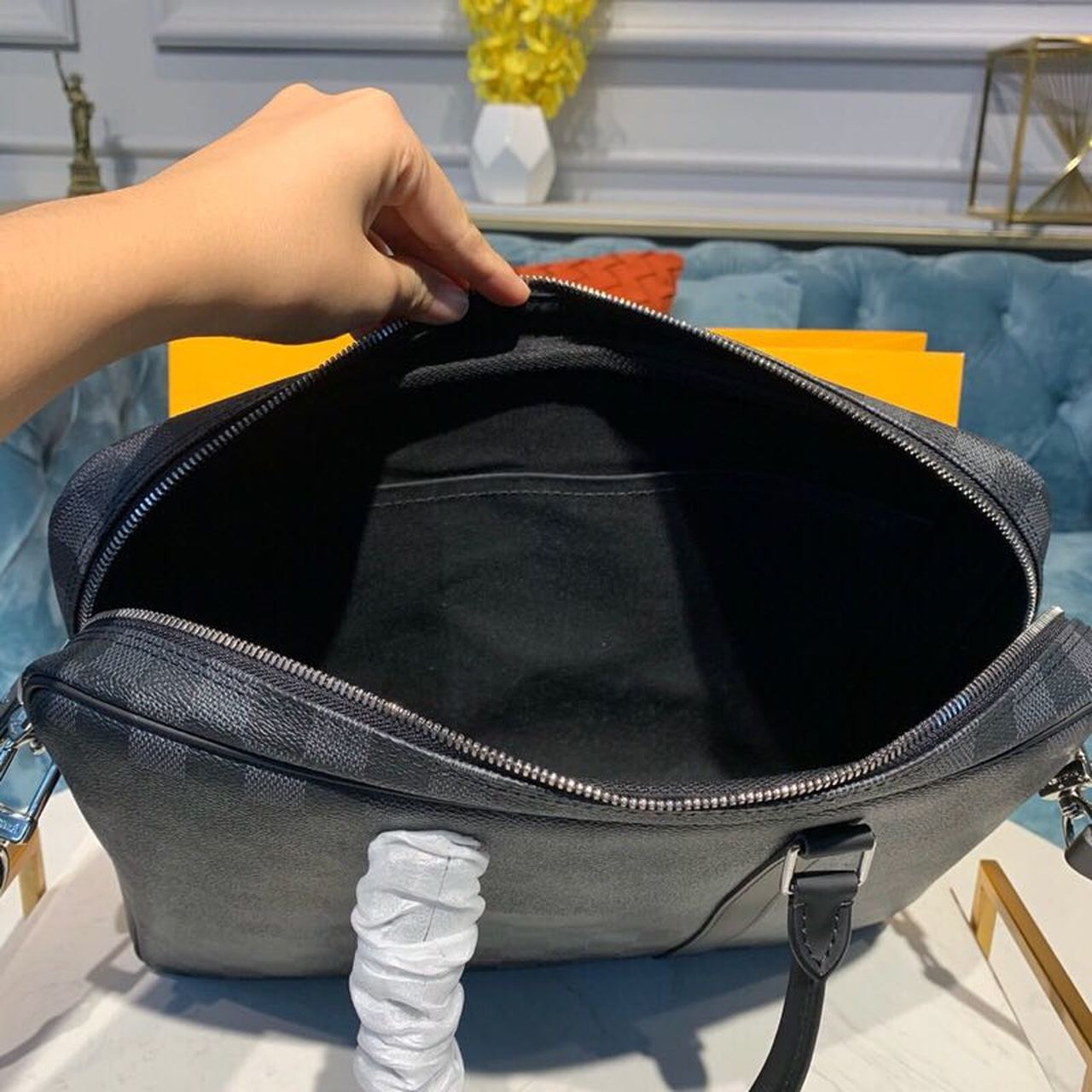 Top Quality Porte Documents Voyage Bag 37cm Damier Graphite Canvas Spring/Summer Collection N41466 Black