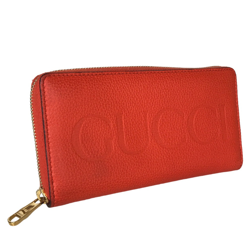 GUCCI Long Wallet Purse 658691 525040 leather Orange Round zip Embossed logo mens(Unisex)