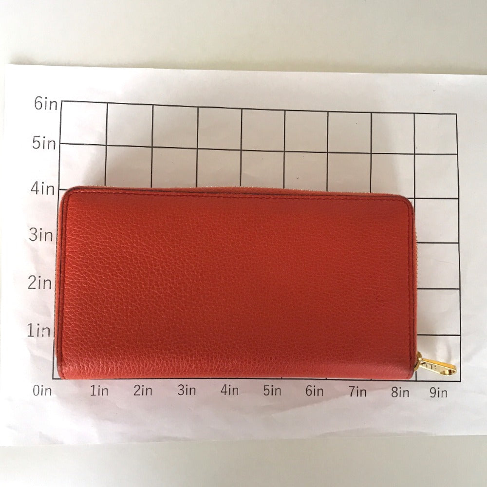 GUCCI Long Wallet Purse 658691 525040 leather Orange Round zip Embossed logo mens(Unisex)