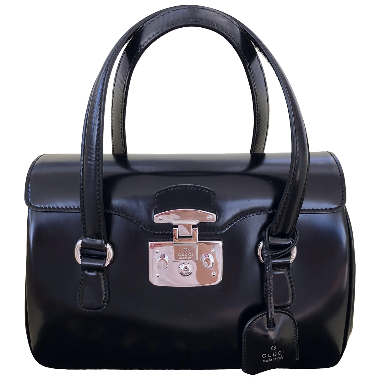 Gucci lady lock black leather handbag