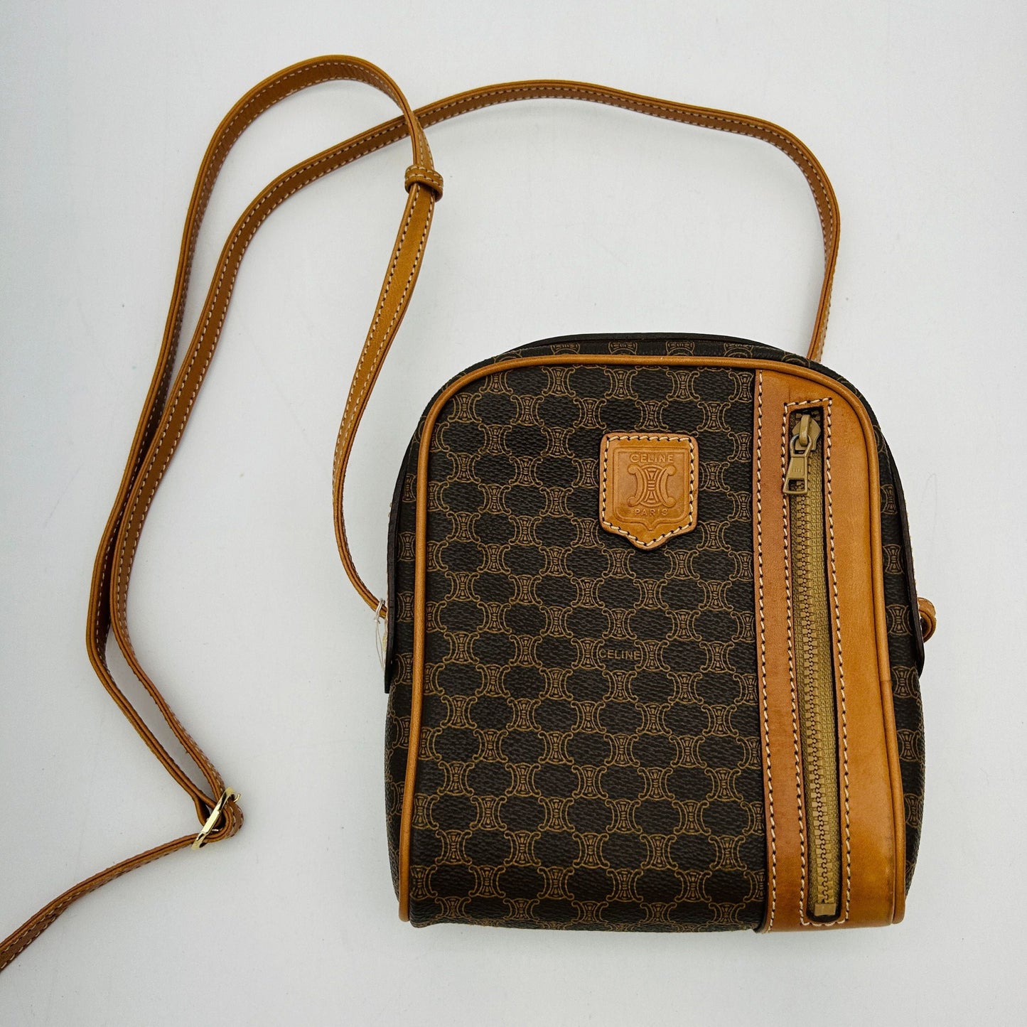 Luxury CELINE Macadam Blason Front zipper Crossbody Shoulder bag WD228493