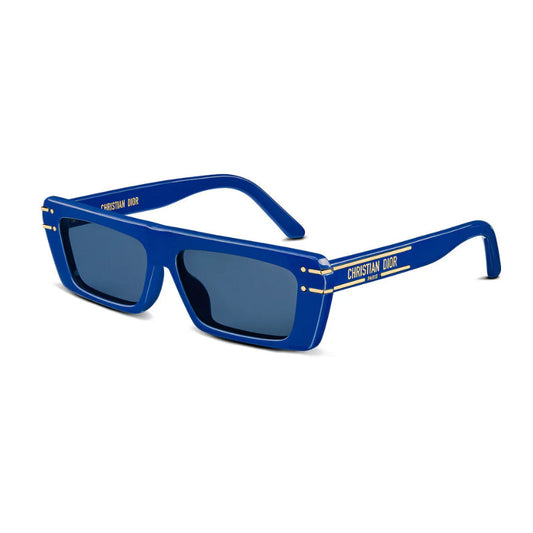 Dior Sunglasses Rectangle Full Rim, Shiny Solid White Frame and Blue Lens DIORSIGNATURES2U50B0