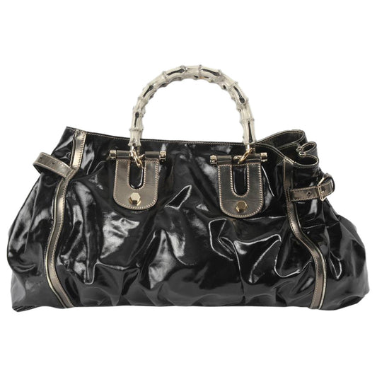 Gucci black patent leather handbag