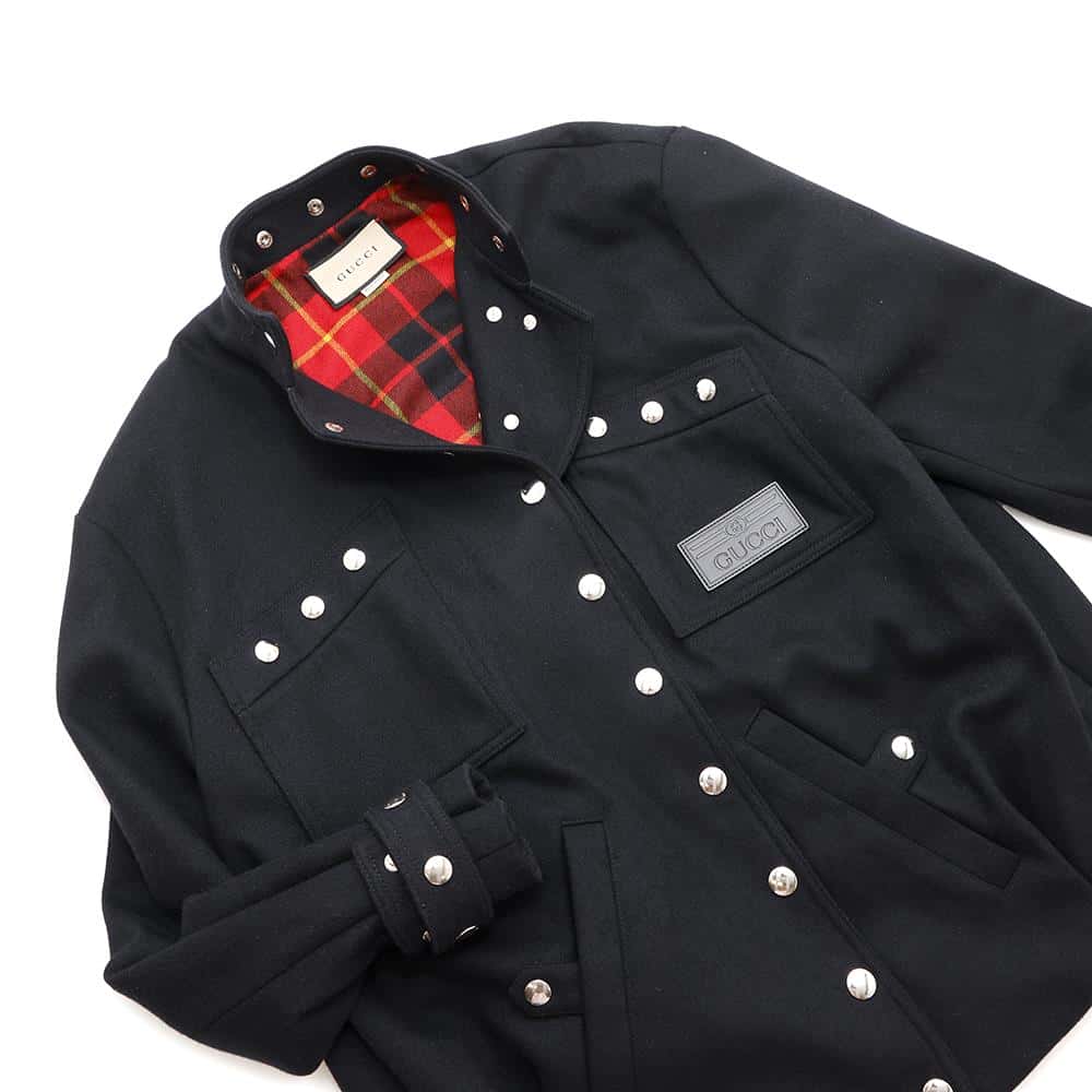 GUCCI ?Bomber jacket with button details Size 40 Black712880 Wool 100%