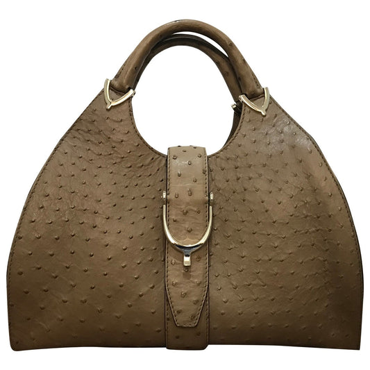 Gucci khaki ostrich handbag