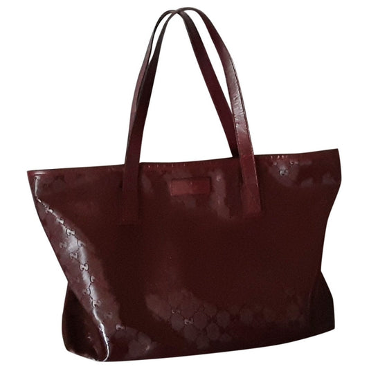 Gucci burgundy patent leather handbag