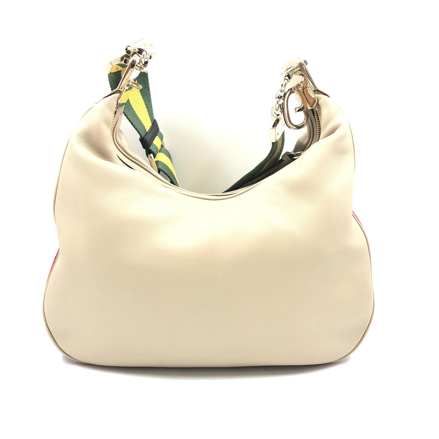 Gucci Gucci Aria Calfskin Web Large Attache Shoulder Bag Women's Beige ( )