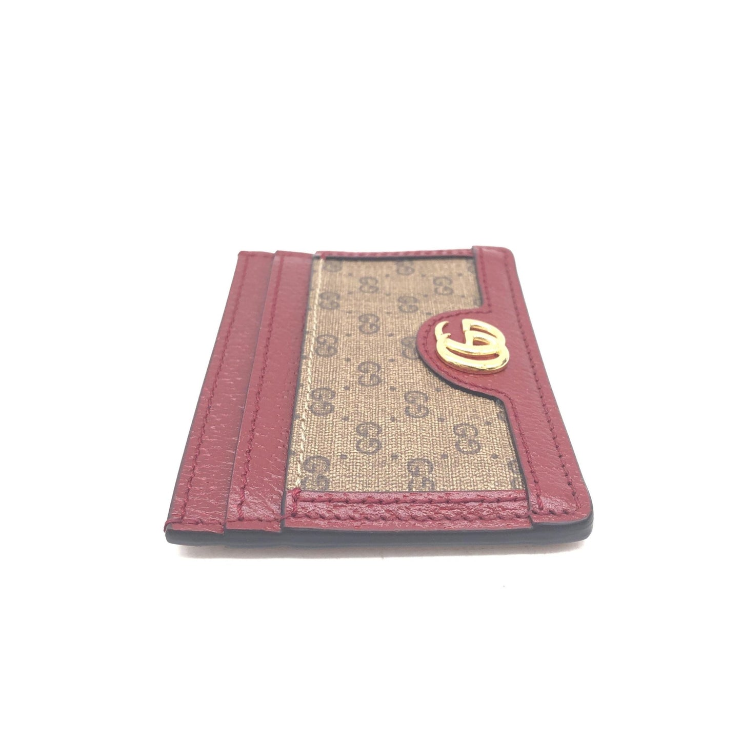 Gucci GG Supreme Card Case In Women's Burgundy ( )