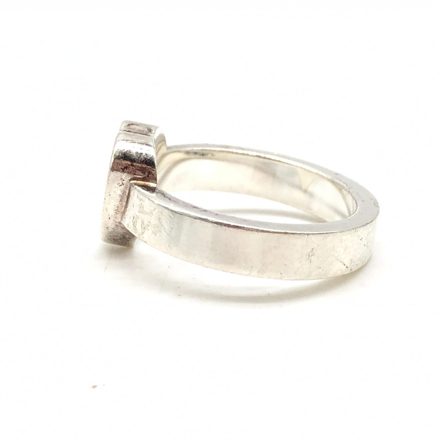 Gucci Sterling Silver Heart Trademark Ring, US Size Women's 5.5 ( )