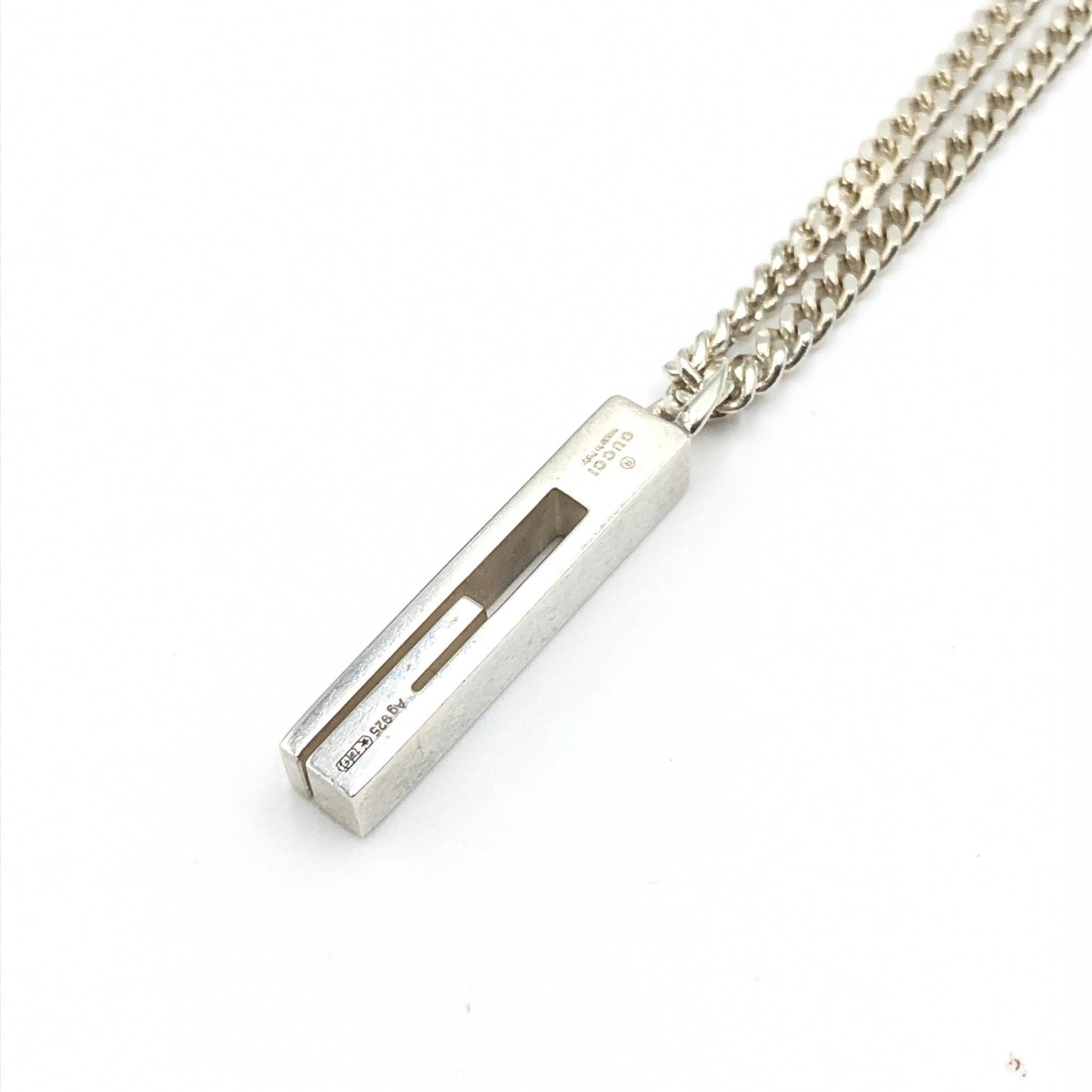 Gucci Sterling Silver G Bar Pendant Women's Necklace ( )