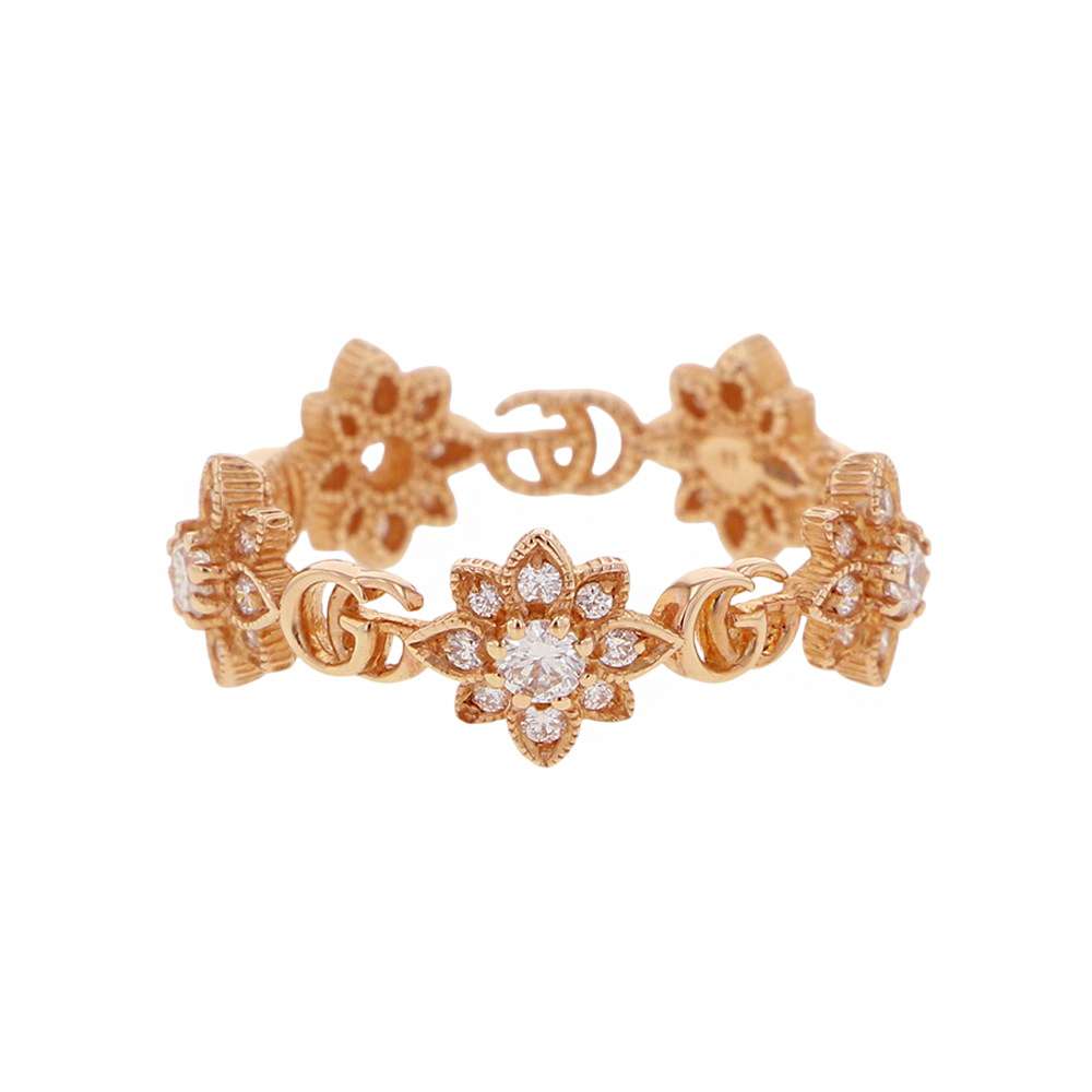 GUCCI ?Flora Ring Size #11 18K Yellow Gold