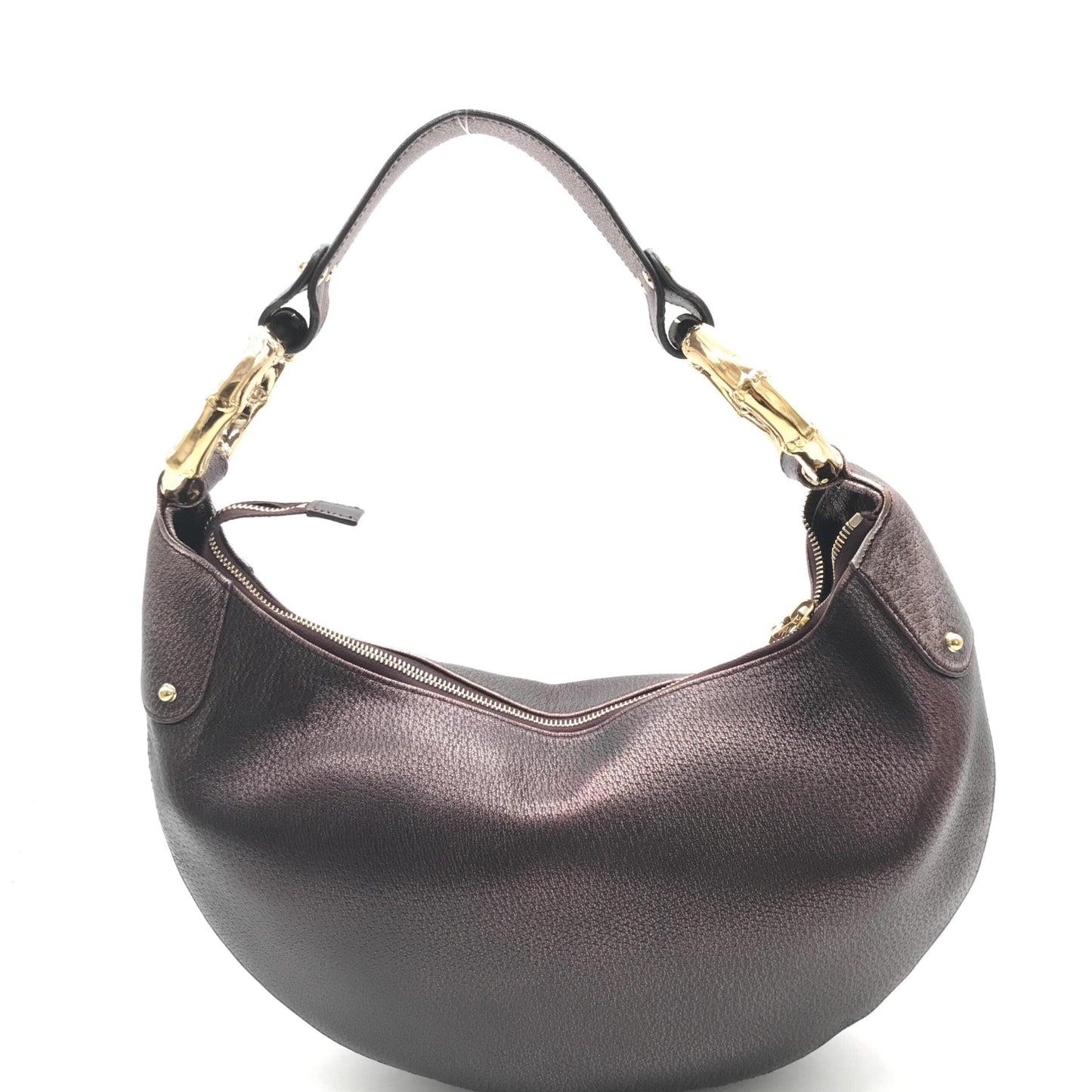 Gucci Metallic Leather Bamboo Ring Hobo Women's Bag ( )