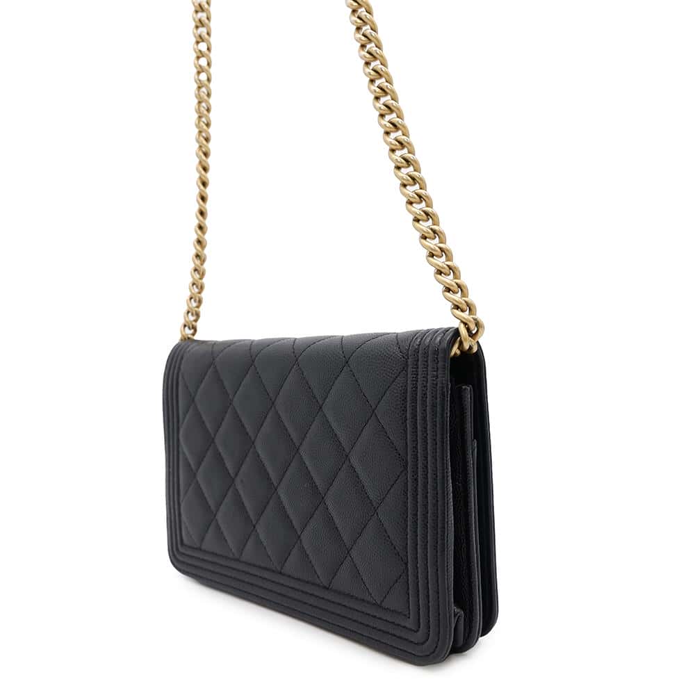 CHANEL Boy Chanel Chain Wallet BlackAP1117 Caviar Leather