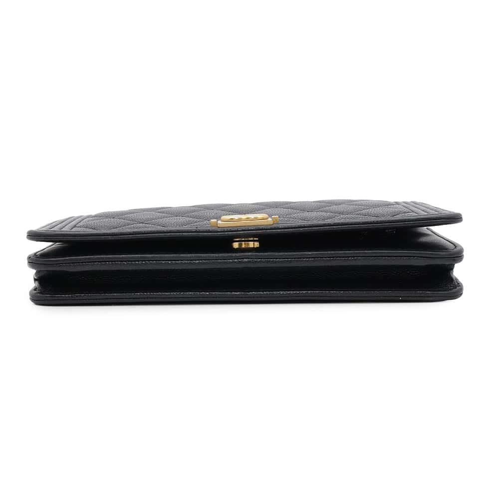 CHANEL Boy Chanel Chain Wallet BlackAP1117 Caviar Leather