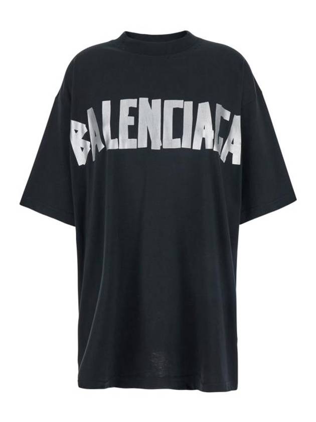 Luxury Balenciaga Trending 2025 Tape Type Short Sleeve T-Shirt Black