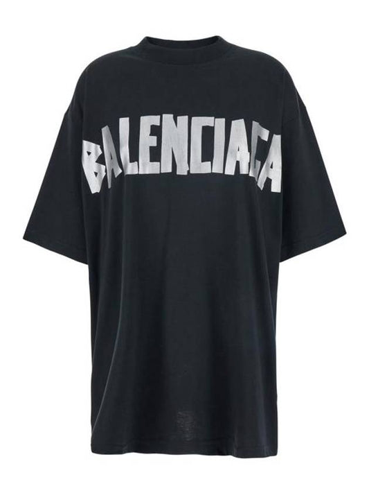 Luxury Balenciaga Trending 2025 Tape Type Short Sleeve T-Shirt Black