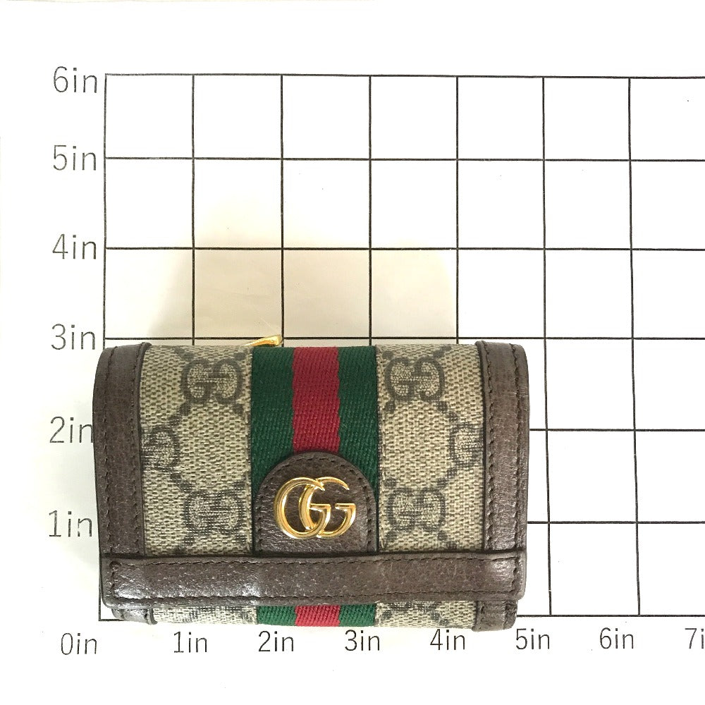GUCCI Tri-fold wallet 644334 534563 GG Supreme Canvas Beige brown Compact wallet Ofidia Women(Unisex)