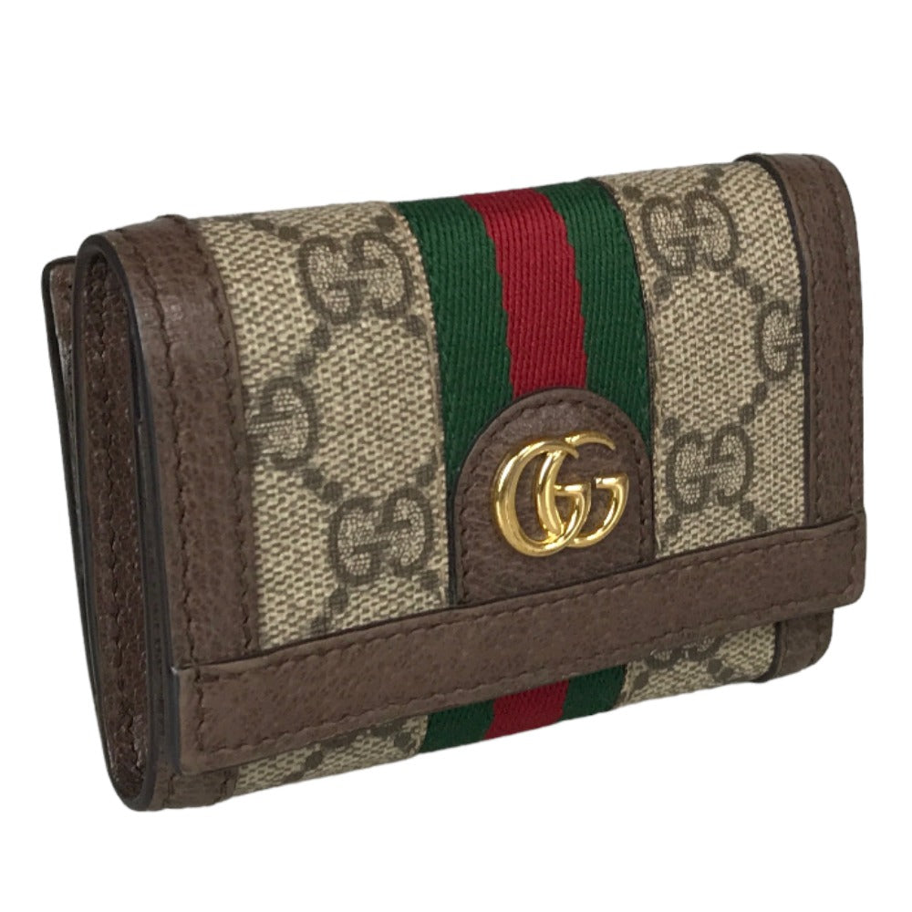 GUCCI Tri-fold wallet 644334 534563 GG Supreme Canvas Beige brown Compact wallet Ofidia Women(Unisex)
