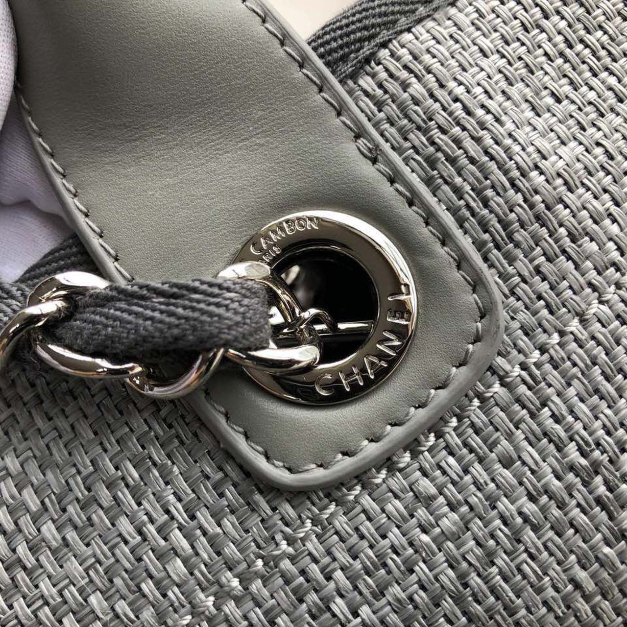 CHLSmall Shopping Bag Silver Hardware Grey For Women, Women’s Handbags, Shoulder Bags 15in/39cm AS3257