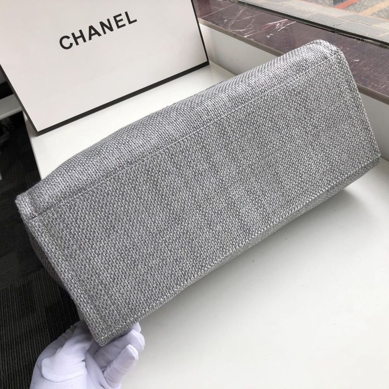 CHLSmall Shopping Bag Silver Hardware Grey For Women, Women’s Handbags, Shoulder Bags 15in/39cm AS3257
