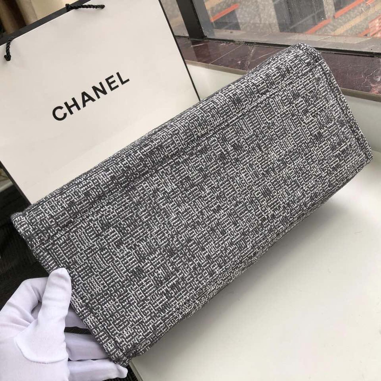 CHL Deauville Tote RafTop QualityTop Qualitya Canvas Bag Black/White For Women 14.9in/38cm