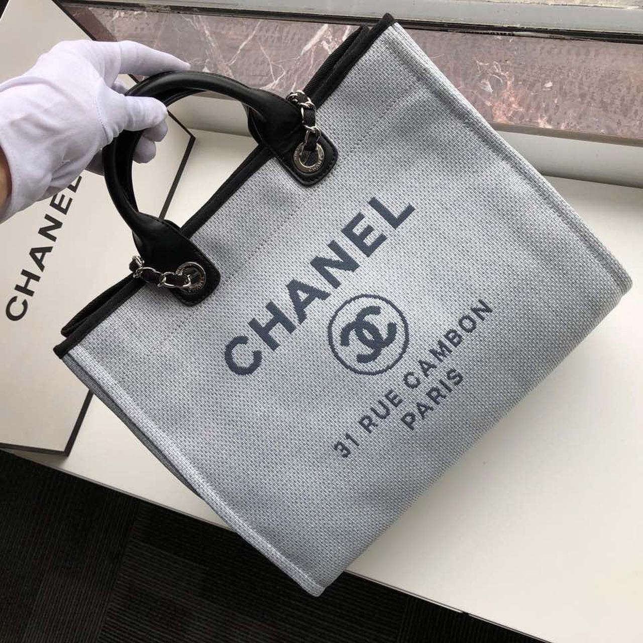 CHL Deauville Tote 38cm White Gray For Women A66941
