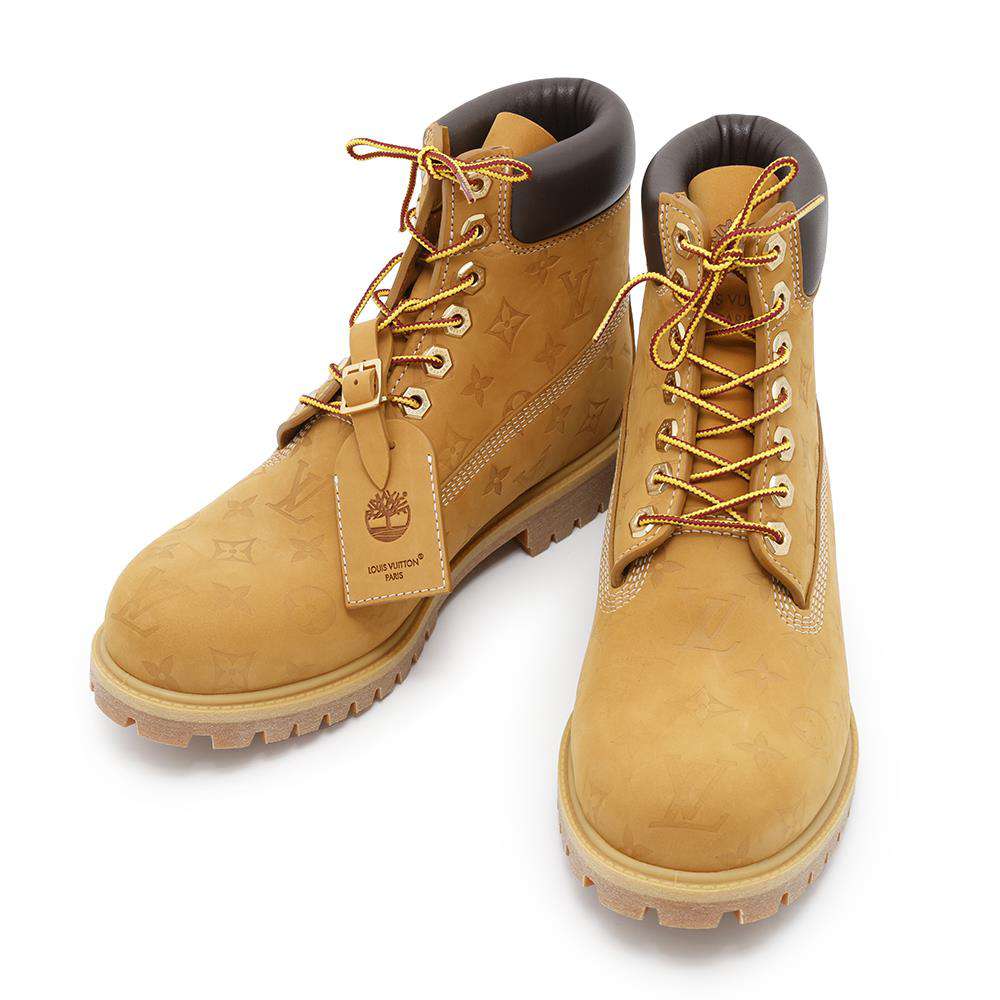 LOUIS VUITTON LV × Timberland 6-IN EncreBoots Beige1AD72V NubuckCalf Leather Size 9
