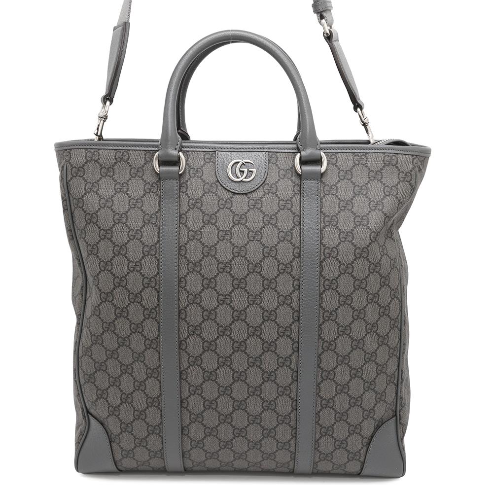 GUCCI ?Ofdia 2WAY Tote Bag Gray763316 GG SupremeCanvas Leather Size Medium