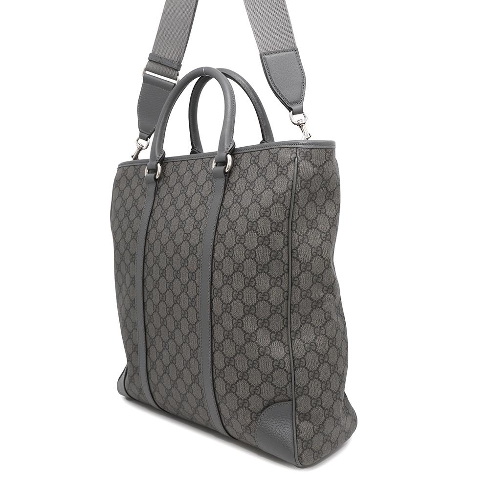 GUCCI ?Ofdia 2WAY Tote Bag Gray763316 GG SupremeCanvas Leather Size Medium