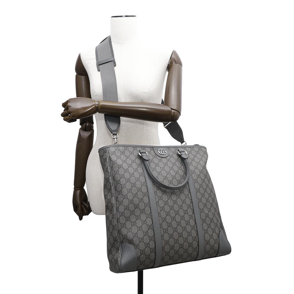 GUCCI ?Ofdia 2WAY Tote Bag Gray763316 GG SupremeCanvas Leather Size Medium