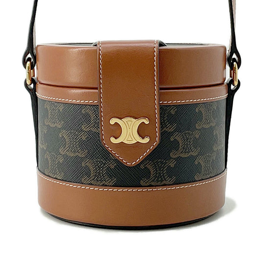 CELINE Triomphe Tambour Tan195642 PVC Coated Canvas Leather Size Small