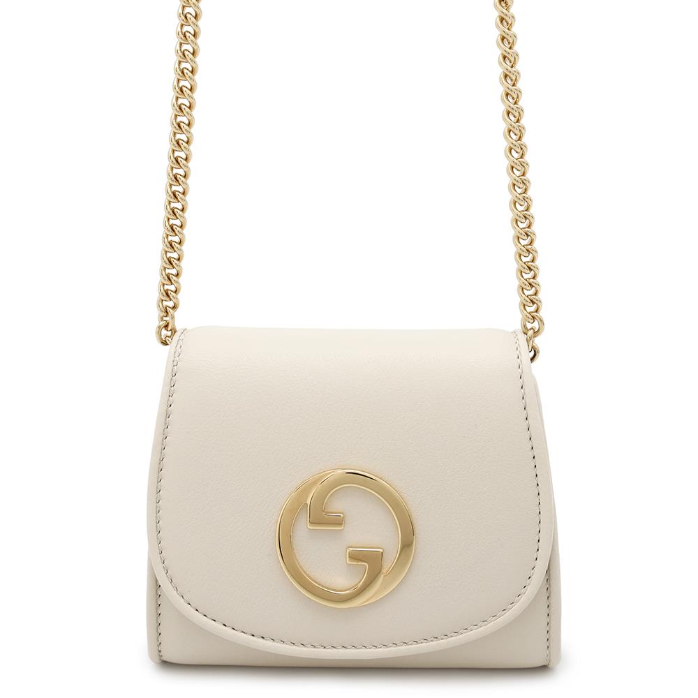 GUCCI ?Interlocking G Blondie Chain Wallet Ivory725219 Leather
