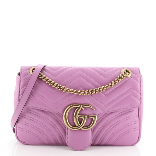 Gucci marmont pink leather handbag