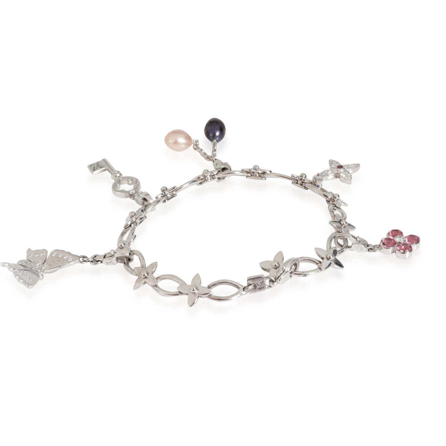 Louis Vuitton  Idylle Blossom, Butterfly, Key Charm Bracelet in 18K White Gold