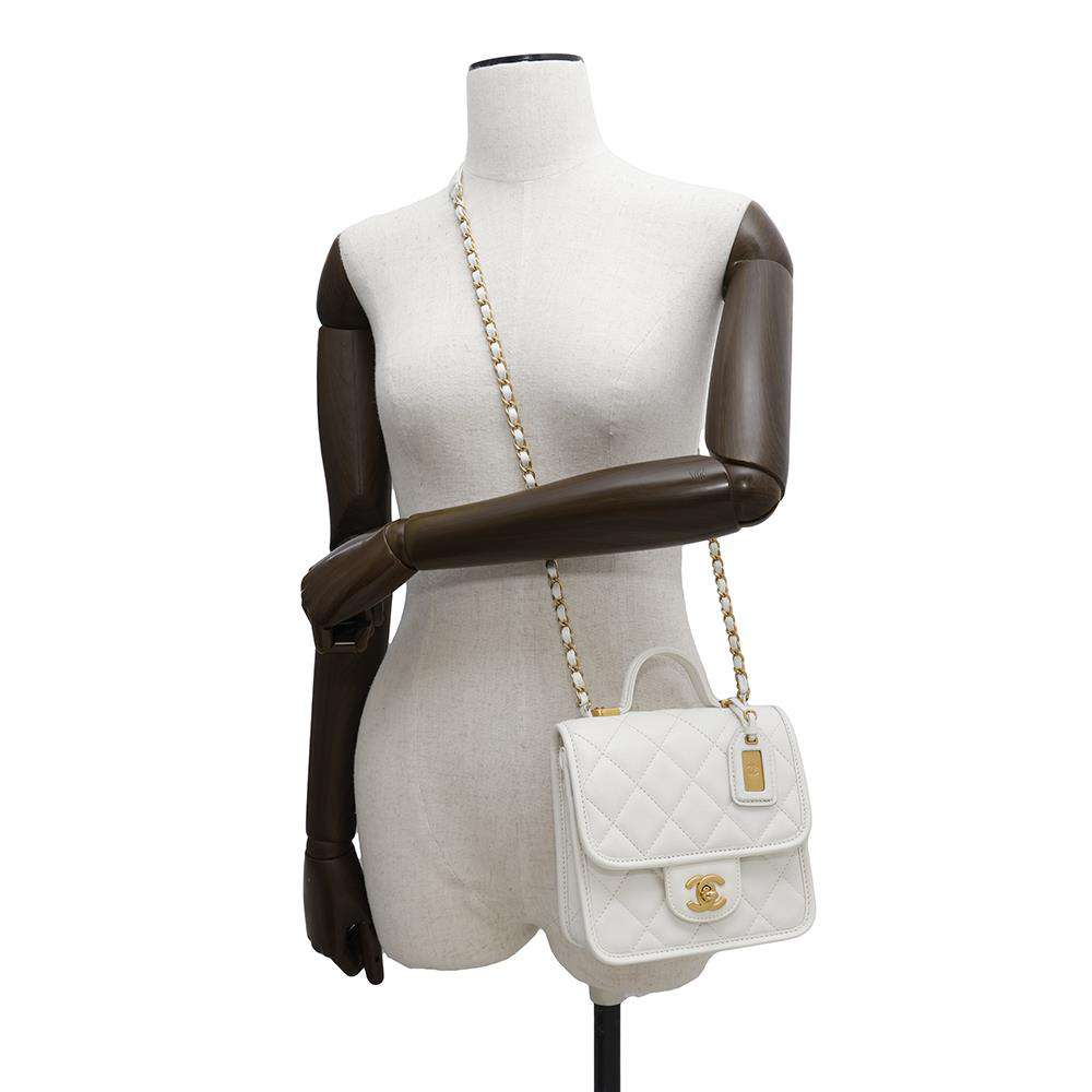 CHANEL Matelasse 2WAY ChainShoulder Bag WhiteAS3652 Caviar Leather