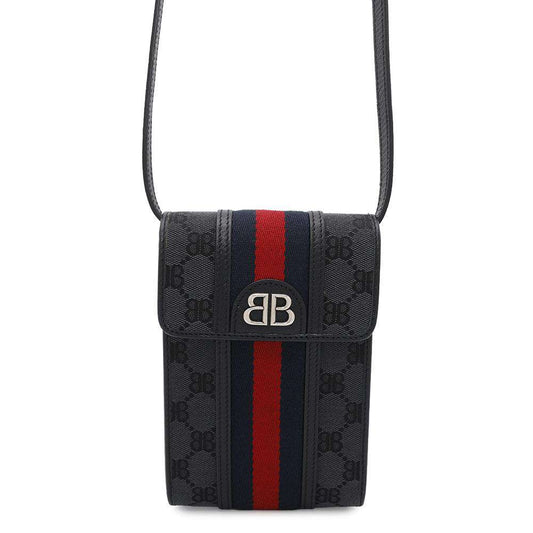 BALENCIAGA ?Gucci collaboration The Hacker Project phone pouch Black680130 Canvas Leather