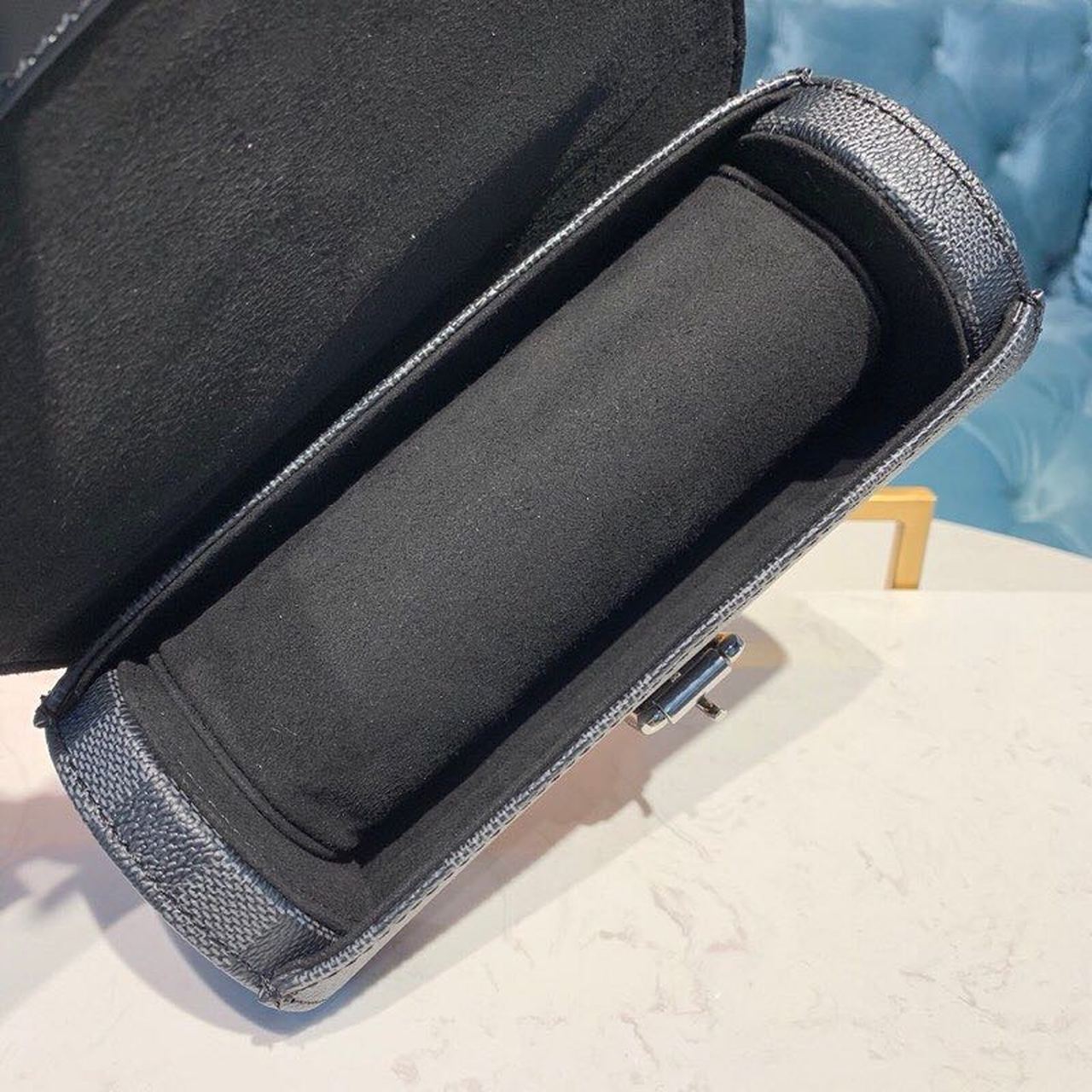 Top Quality 3 Watch Case Damier Graphite Canvas For Men, Bags, Travel Bags 7.9in/20cm Top Quality N41137