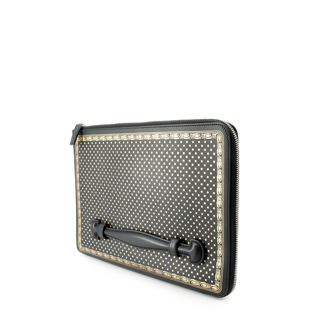 GUCCI ?Sega collaboration GUCCY logo clutch bag Black/Gold523441 Leather