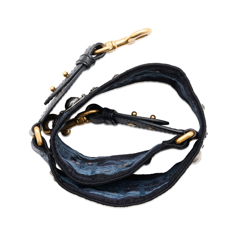 Dior ?Medallion Embroidery Shoulder Strap BlueAY5626W3 Canvas Leather