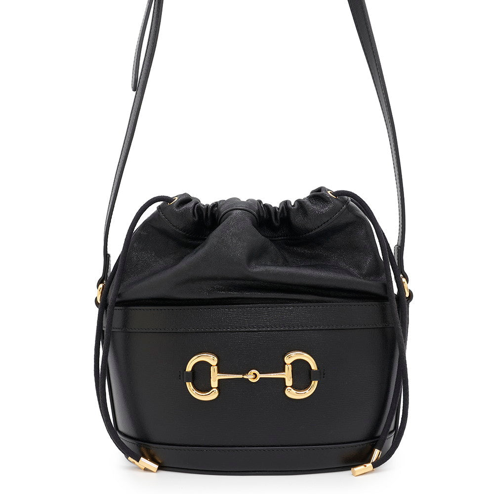 GUCCI ?Horsebit 1955 Bucket Shoulder Bag Black602118 Leather